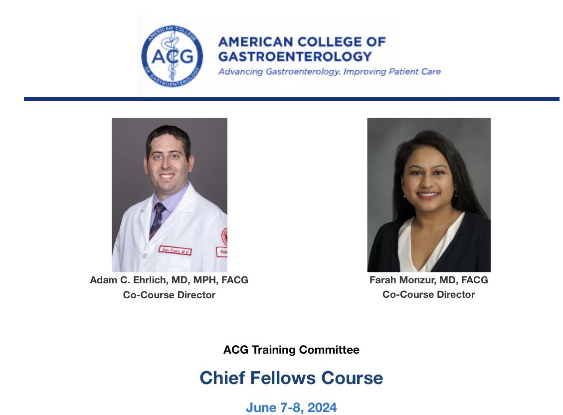 Congratulations @FarahMonzurMD ! Dr. Monzur will be a Co-Course Director for the @AmCollegeGastro Chief Fellows Course in June ‘24. The course will address the unique aspects of serving as a Chief Fellow in a #GI Fellowship Program. More: gi.org/trainees/train…