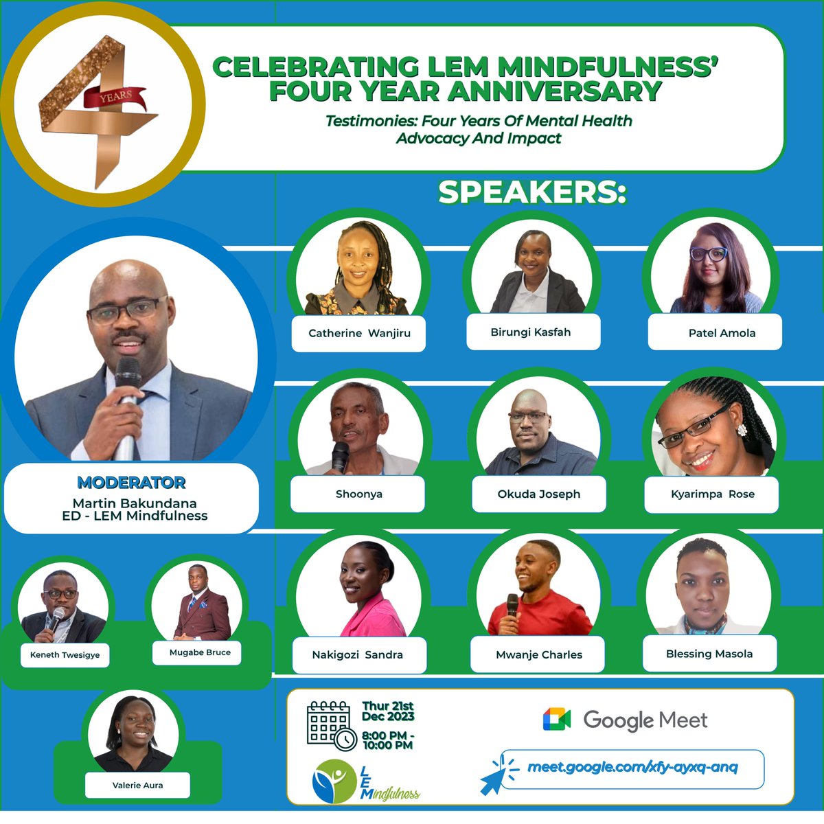 LEM-Mindfulness (@lemmindfulness) on Twitter photo Join us this Thursday to celebrate our four-year anniversary and mental health impact via #GoogleMeet as we reflect on our journey.
#MentalHealth
<a href="/auraval_/">💛 Valerie 💛</a> <a href="/joseph_oku96141/">Okuda Joseph</a> Join us this Thursday to celebrate our four-year anniversary and mental health impact via #GoogleMeet as we reflect on our journey.
#MentalHealth
<a href="/auraval_/">💛 Valerie 💛</a> <a href="/joseph_oku96141/">Okuda Joseph</a>