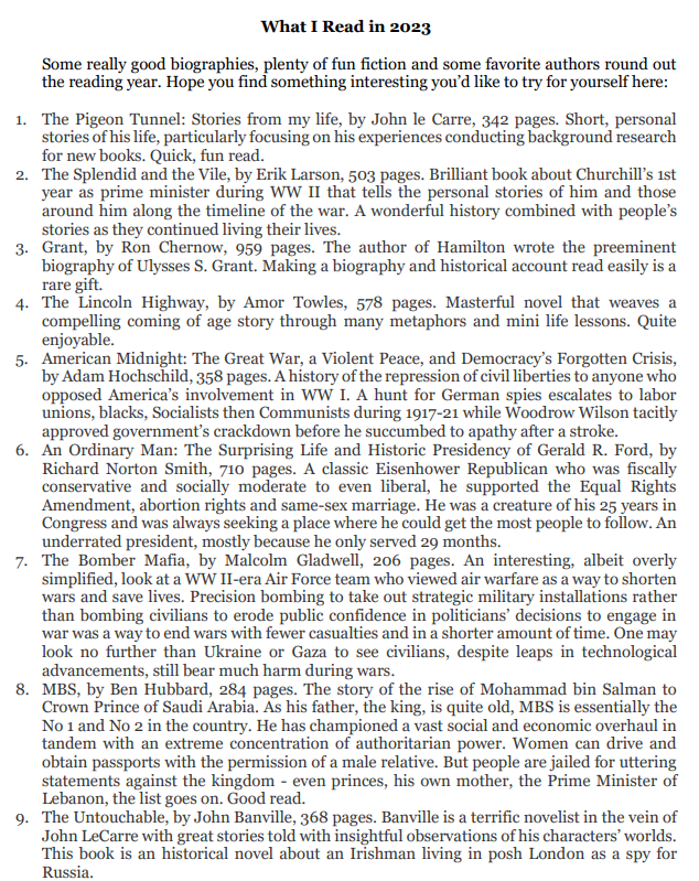 SRByars's tweet photo. What I read in 2023, Part I: https://t.co/50TkZn6Vq5