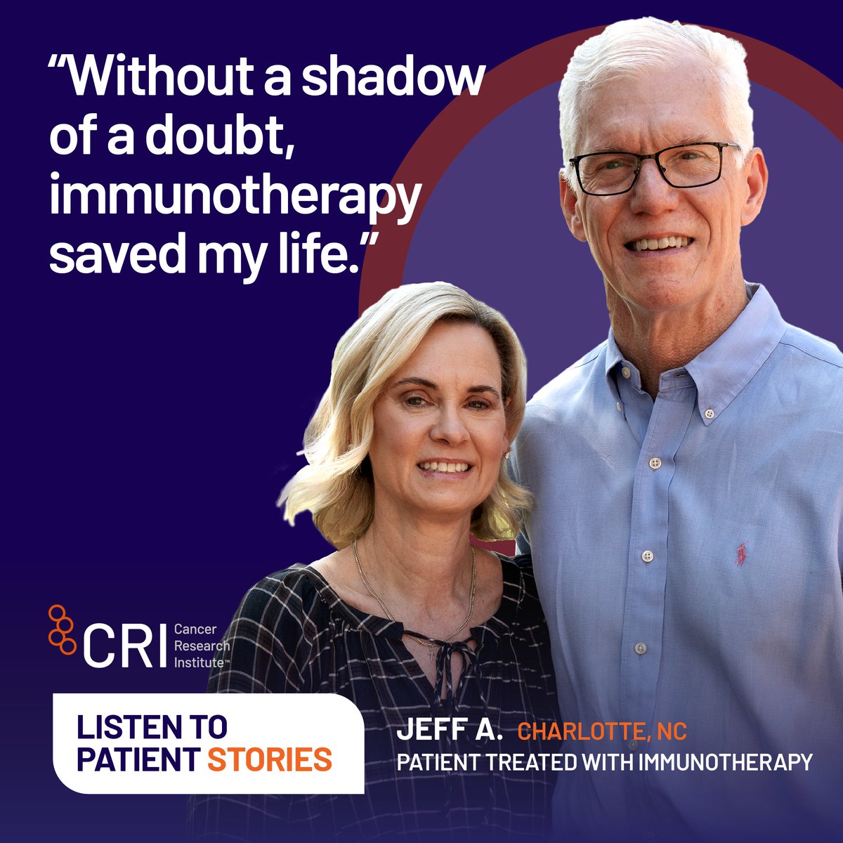 Discover the transformative impact of immunotherapy, and listen to CRI ImmunoAdvocate Jeff’s patient perspective and journey as a melanoma survivor, during CRI’s virtual Patient Immunotherapy Summit! Watch now: bit.ly/482rFqC #Immunotherapy #CRISummit #PatientSummit