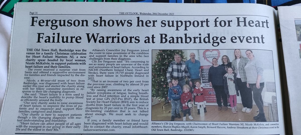 We are in the Local paper with the support of another politician. Raising awareness for Heart Failure