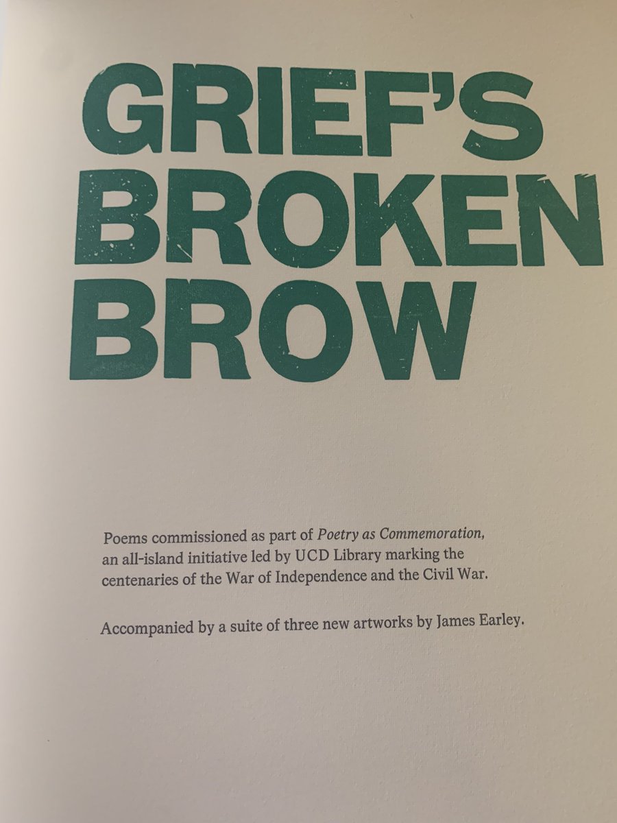 One of this month’s highlights: receiving @theUL’s Legal Deposit copy of a beautiful fine press artist’s book, ‘Grief’s Broken Brow’ (The Salvage Press) hand-delivered by @UCDLibrary’s Katherine McSharry. Thank you so much @ucddublin!