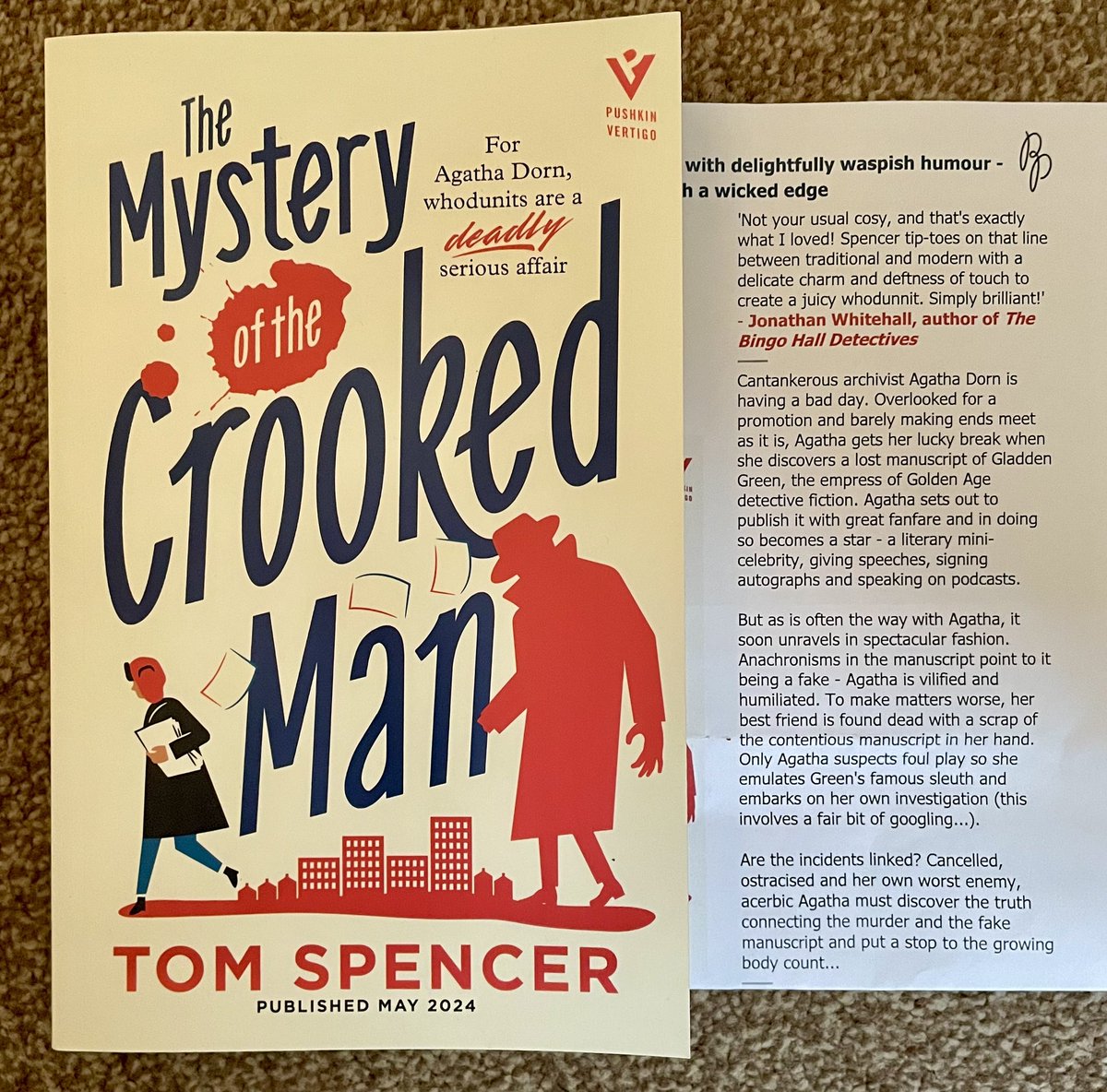 Tom Spencer’s #TheCrookedMan is billed as perfect for fans of Magpie Murders and The Twyford Code so it sounds right up my street! Many thanks to @PushkinPress for sending me a copy of this homage to the Golden Age, publishing May 2024