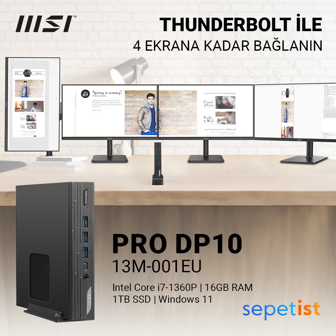 İş dünyasının dinamik ihtiyaçlarına özel olarak tasarlanmış MSI PRO DP10 13M-001EU'nun hızlı işlem gücü, yüksek depolama kapasitesi ve minimal tasarımıyla her türlü zorlu uygulama ile başa çıkın!

#sepetist #bilgisayar #hazırbilgisayar #ofisbilgisayarı #thunderbolt