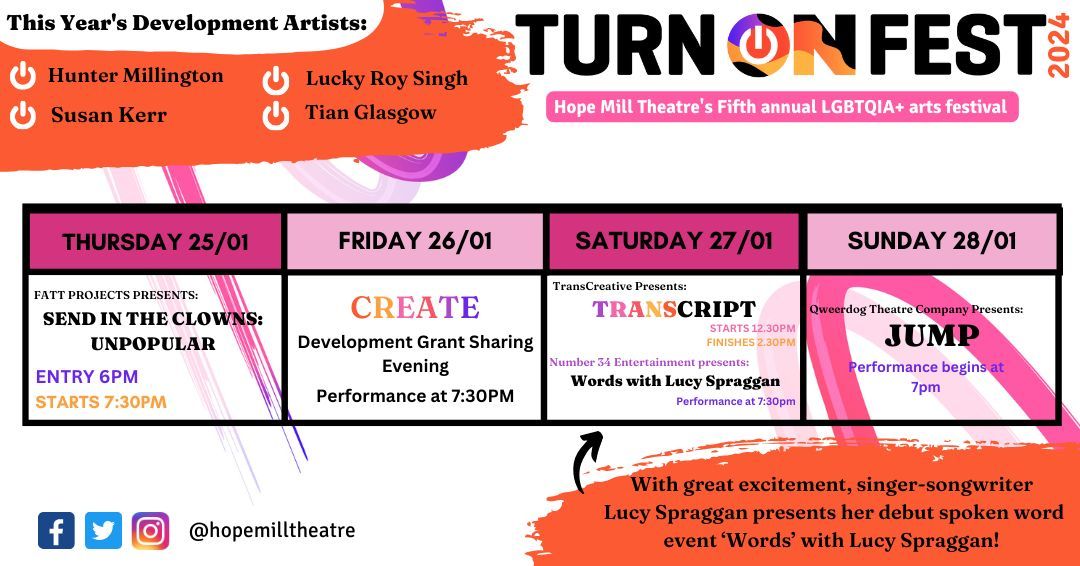 Turn on Fest is back for its Fifth Annual year! Start the year off with a bang by booking a ticket for one of the exciting projects lined up as apart of our annual LGBTQIA+ arts festival🏳️‍🌈 📅 25th - 28th January 🎟️ buff.ly/3GfqJCG