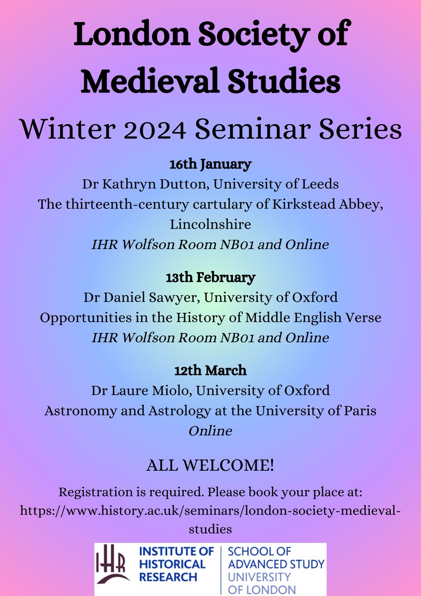 Here's something to whet your appetite for next term - a new series of LSMS seminars! Including talks by Kathryn Dutton, Daniel Sawyer and Laure Miolo, we're excited already! As always, attendance is FREE and you can book now via the link: history.ac.uk/seminars/londo…