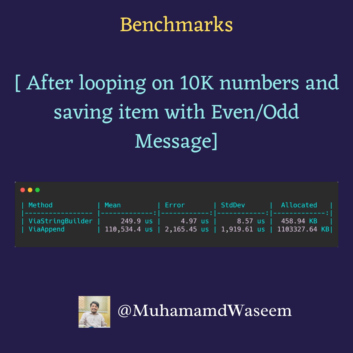 mwaseemzakir's tweet image. Are you trading off memory for speed in your C# code?

Time to reconsider &apos;String&apos; and &apos;StringBuilder&apos;

1. Immutable vs Mutable :
String is immutable. Once created, you cannot change it. Every modification leads to a new String object. Quite the memory hog 

StringBuilder, on the…