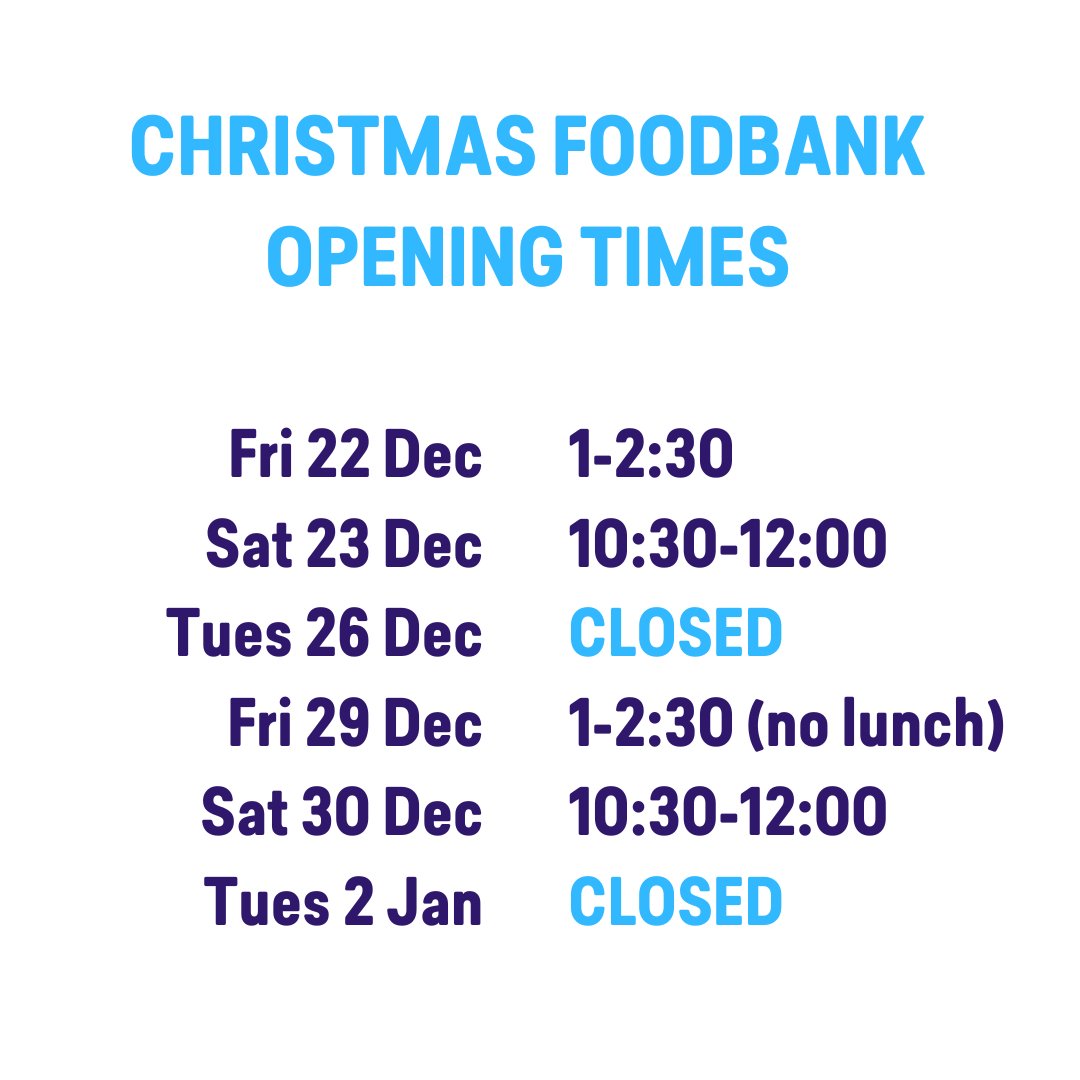 Our foodbank will be open over Christmas at these times