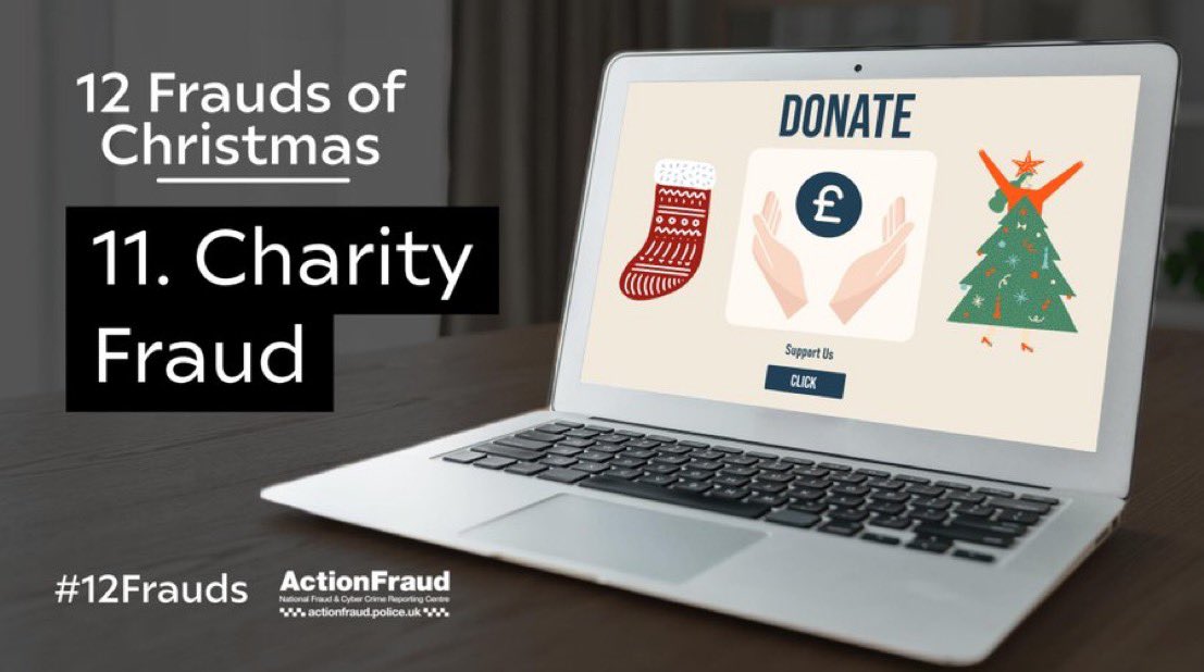 🤔 Are you donating to charity this Christmas? Don’t let your money end up in a criminal’s pocket. The risk of fraud should not put you off giving to charities, but should be vigilant and make sure you are giving safely. actionfraud.police.uk/charityfraud #12Frauds