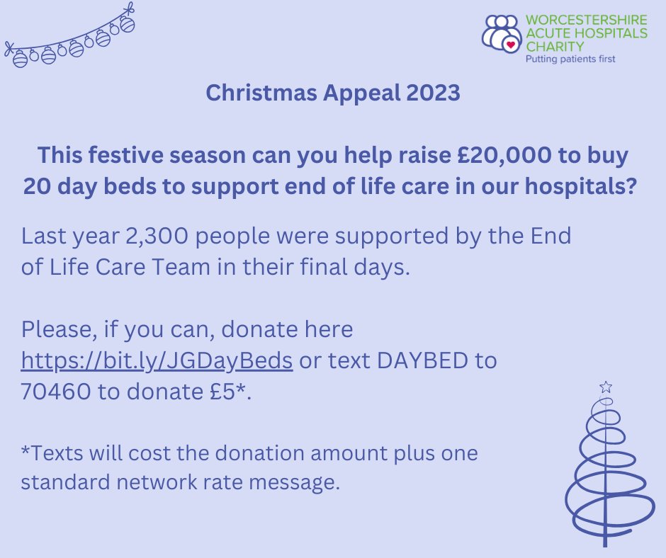 Our Christmas Appeal supports patients receiving end of life care and their loved ones in our hospitals. Can you help us raise £20,000 to buy 20 more day beds? Please, if you can, help us reach our £20,000 target, donate what you can here: bit.ly/JGDayBeds