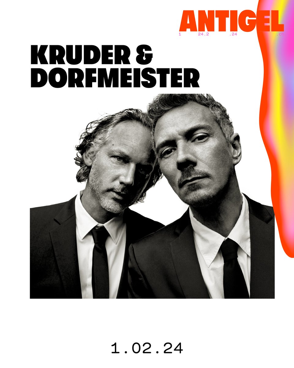 KRUDER &amp; DORFMEISTER
Plongez dans l'univers captivant de Peter Kruder &amp; Richard Dorfmeister, pionniers de l'électro. Leur magie sonore, mêlant beats hypnotiques et atmosphères envoûtantes, redéfinit l'expérience musicale. 
antigel.ch/event/kruder-d…
