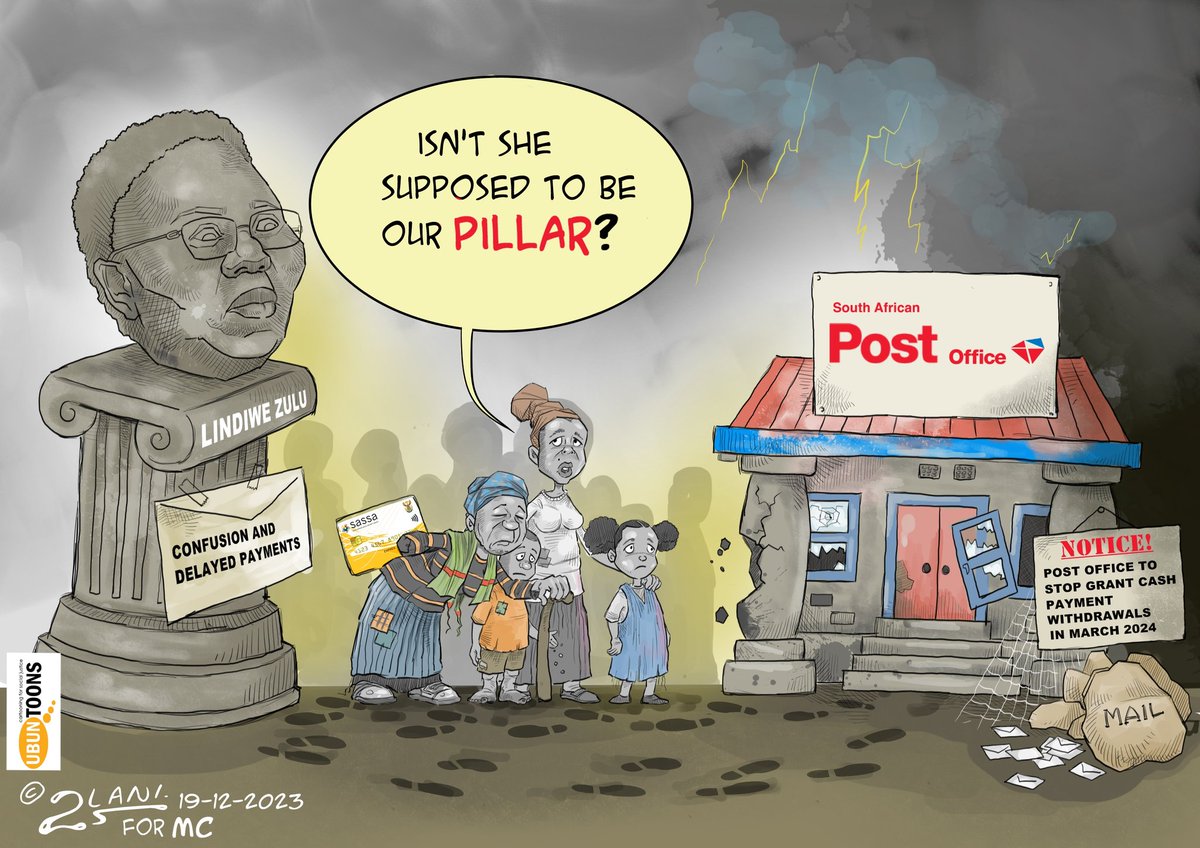 My cartoon for @dailymaverick today #maverickcitizen #PostOfficeScandal #lindiwezulu #sassa