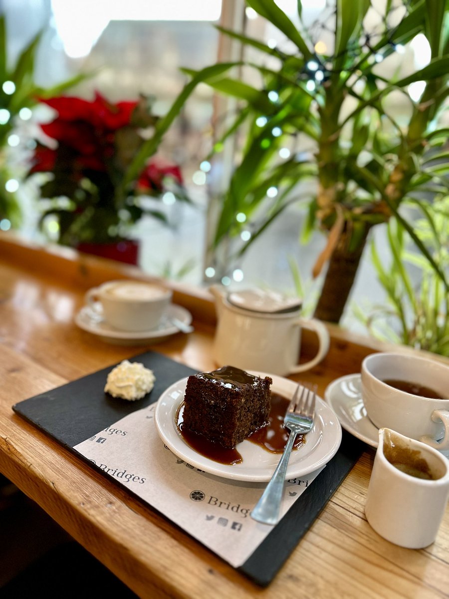 Have you tried our mince pie sticky toffee pudding yet? Served with hot rum sauce and cream. We are open this week till lunch time Thursday 21st December. Come in for a cuppa if you are in town 🎄🎉 #stickytoffeepudding