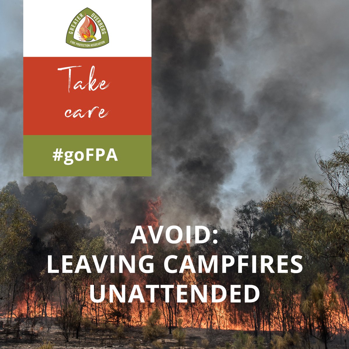 Please don’t leave campfires and braais unattended or braai when there is strong wind. Unattended fires can cause #wildfires. Make sure braai fires are extinguished completely before you leave. And ensure that any coals you throw out cannot start a wildfire. #FireSeason2023_24