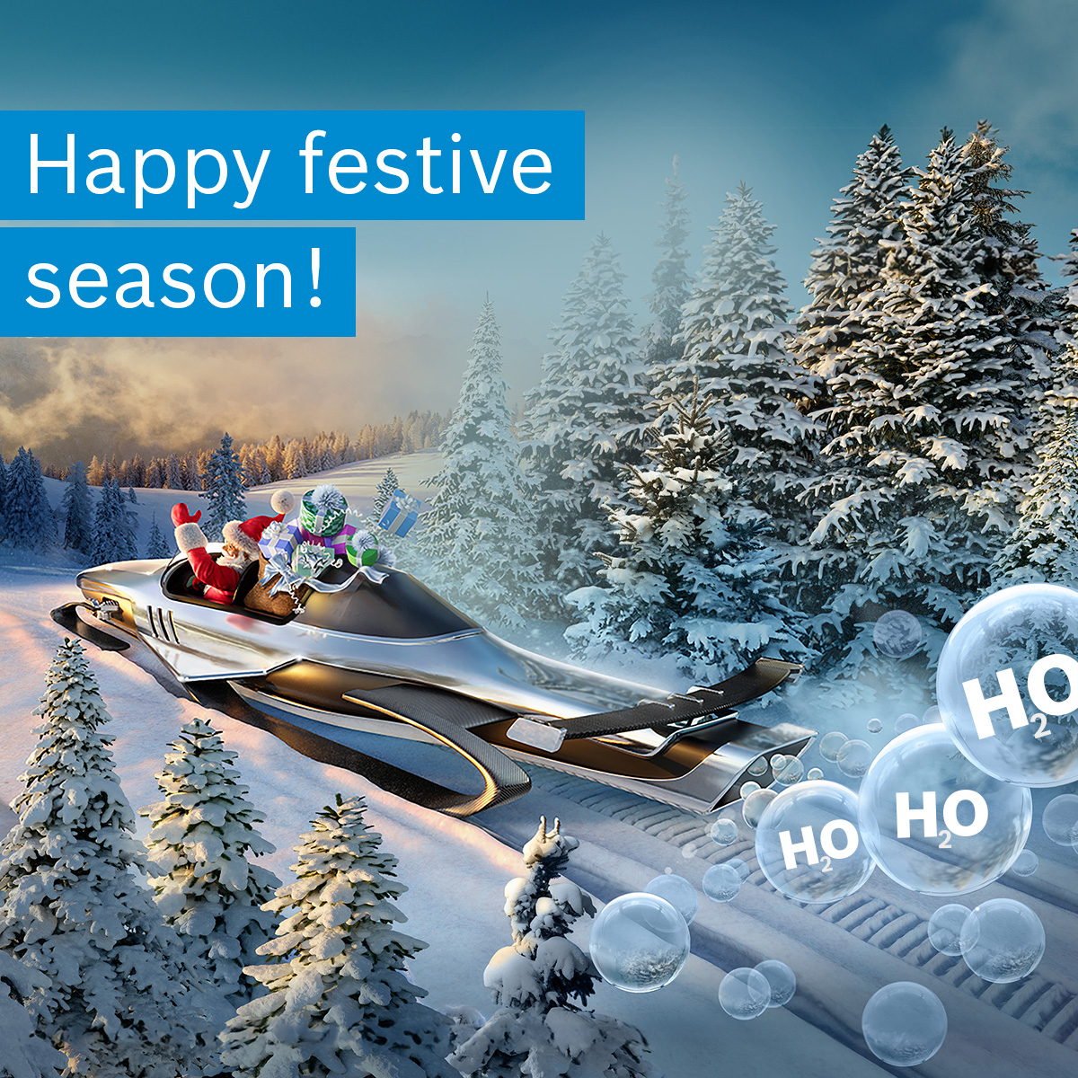 🎅🎄 Happy festive season! We're sliding into the #future with #hydrogen: Whether for manufacturing, mobility, or living, we're working toward a #sustainable, CO₂-free energy world using innovative #technology. More about the energy for the future: bit.ly/HydrogenTechno…