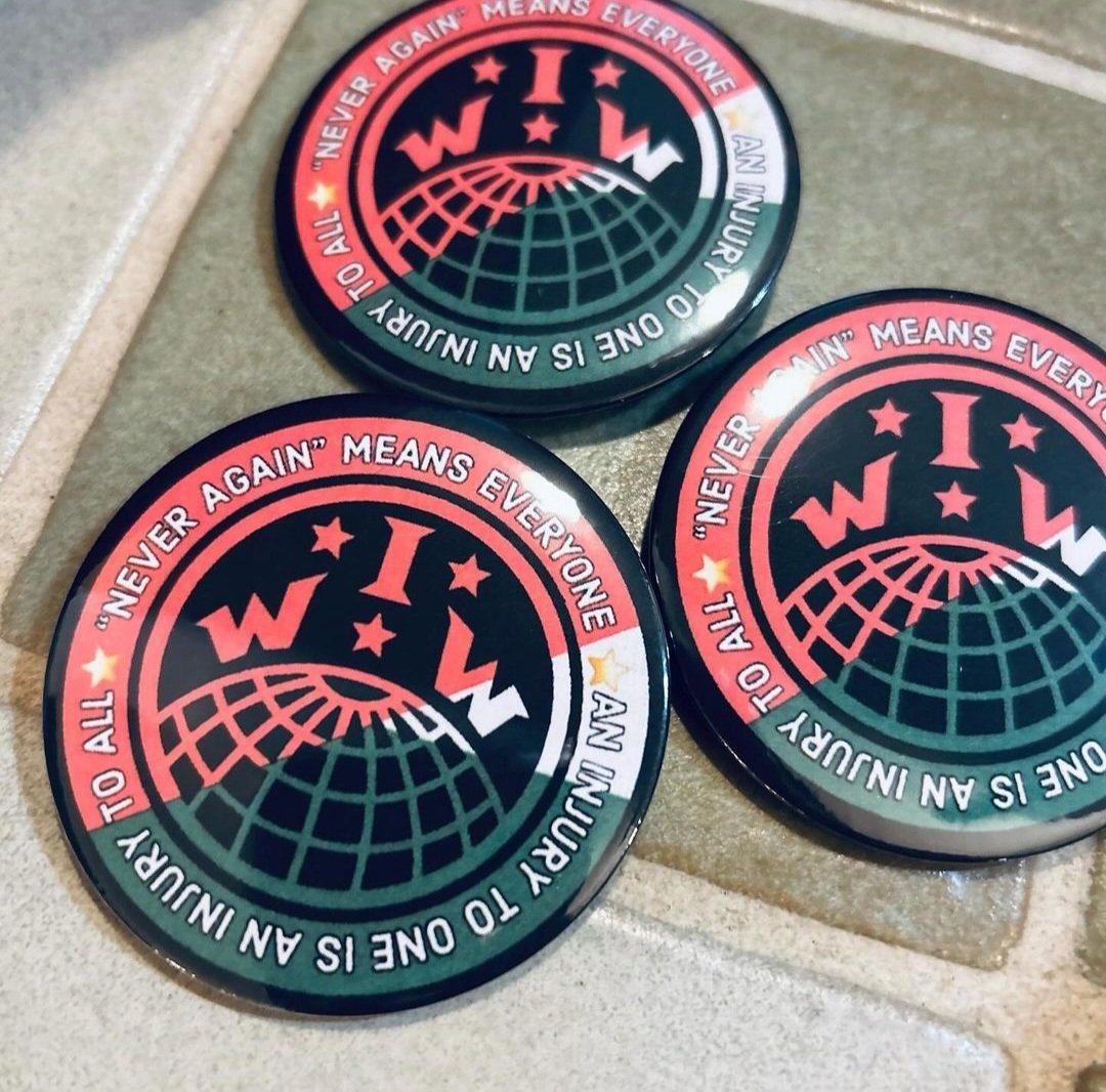 #laborforpalestine #IWW #endtheoccupation #EndIsraeliApartheid #stopthegenocide Beautiful Palestine solidarity buttons created by wobblies in @sfbayareaiww ahead of Labor for Palestine action in Oakland. #neveragainmeanseveryone #AnInjuryToOneIsAnInjuryToAll