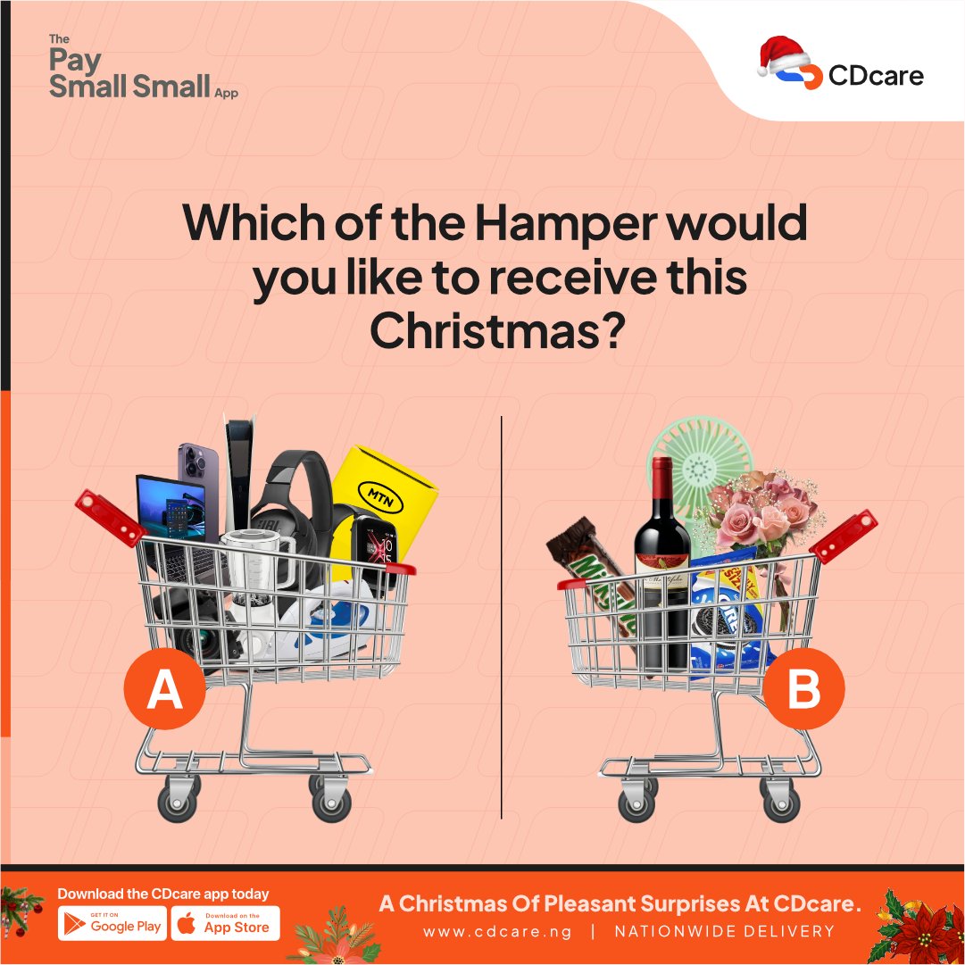 CDcareNG's tweet image. A or B

Which hamper would you like to receive this season? Is it A or B?

As we gradually wrap up the year, start planning for your next year's ownership goals. It is not too early to begin.

Click on the link to start now-cdcare.app/Home?referCode…

#CDcarepaysmallsmall #AorB