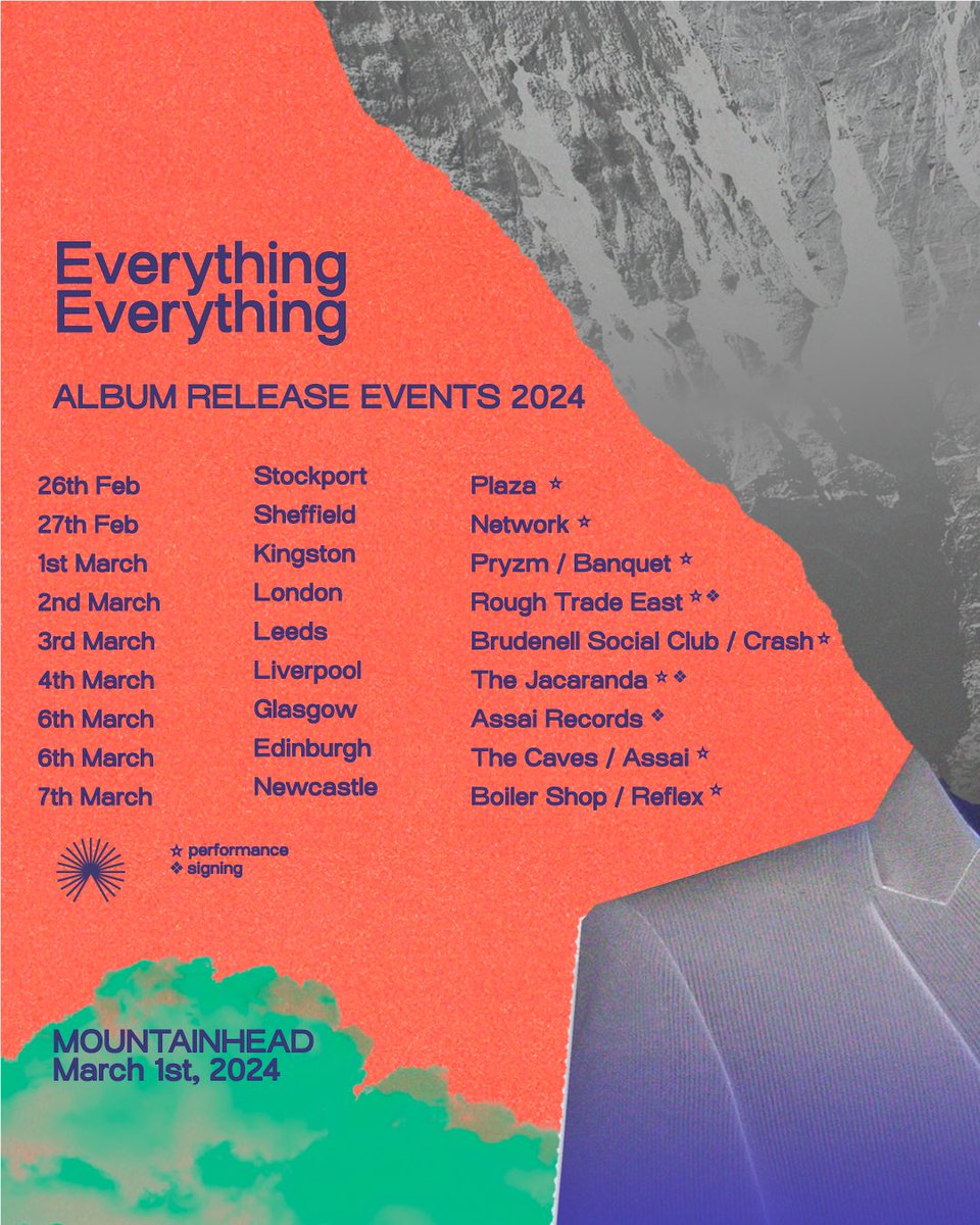 🗻 MOUNTAINHEAD ALBUM RELEASE EVENTS 2024 🗻 We'll be up and down The UK in Feb & March next year, to play new music at intimate shows, and to sign some records. Tickets go on sale this Thursday 🎟️ Get notified first by signing up to our mailing list: EE.lnk.to/SignUpTW