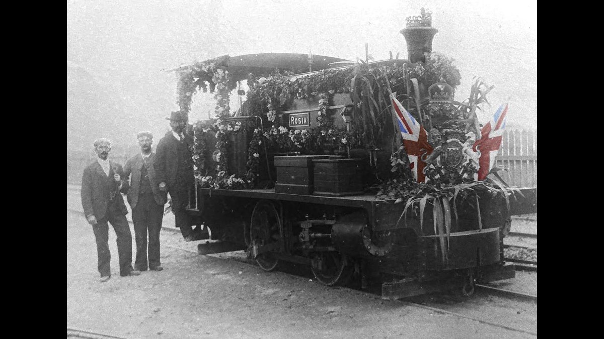 A photo of Rosia celebrating completion of a Gibraltar tunnel. I photoshopped it a bit. #gibraltar #trains #steamengines #railwaybooks