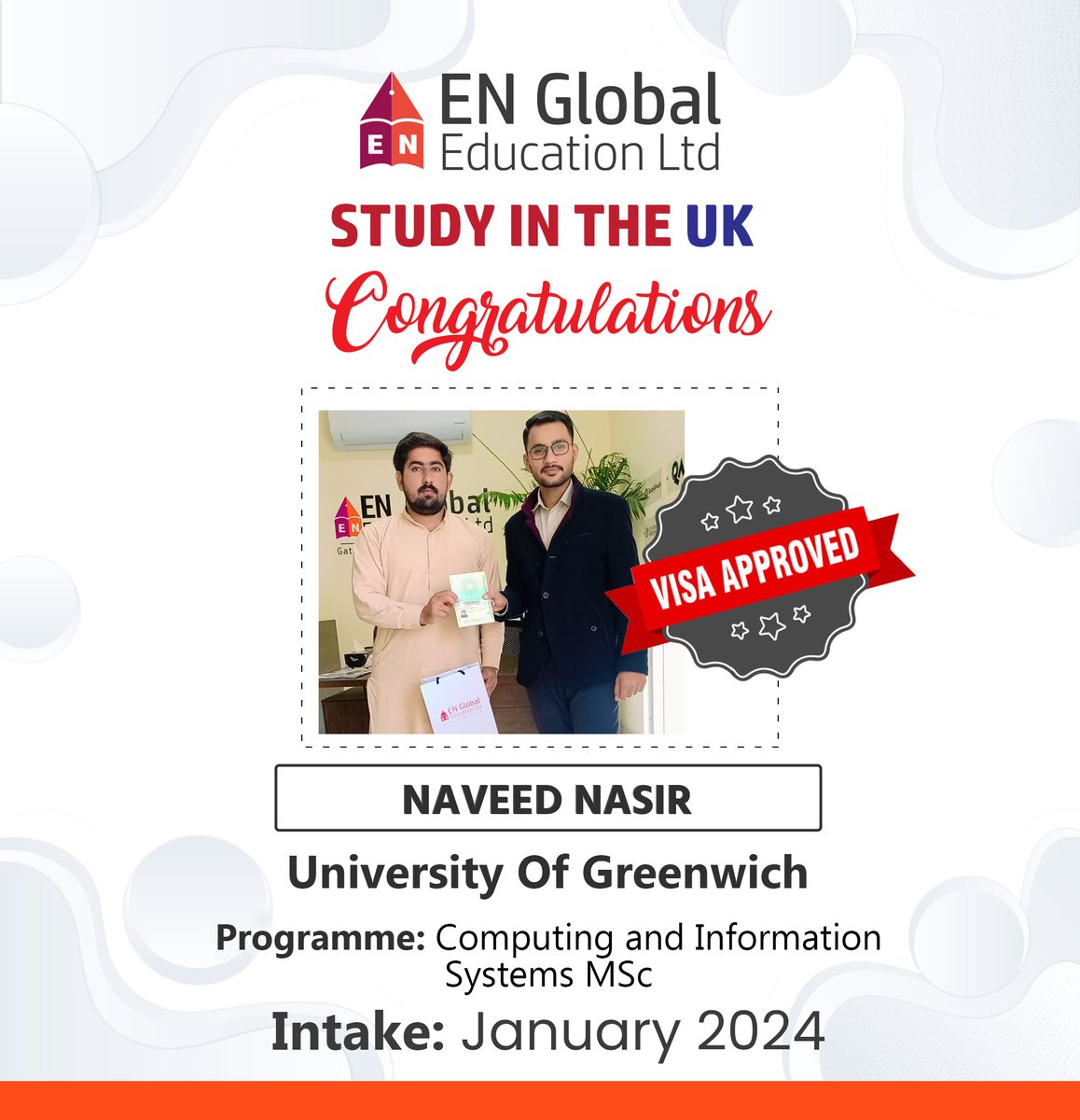 englobalpak's tweet image. C𝗼𝗻𝗴𝗿𝗮𝘁𝘂𝗹𝗮𝘁𝗶𝗼𝗻𝘀🎉 #Visasuccess

#UniversityofGreenwich #University #VisaSuccess #Greenwich
#studyabroad #ielts #bachelor #masters #workinuk #englobaleducation #university #masters #undergraduate
#postgraduate #studyabroad
#UKPostStudyWorkVisa