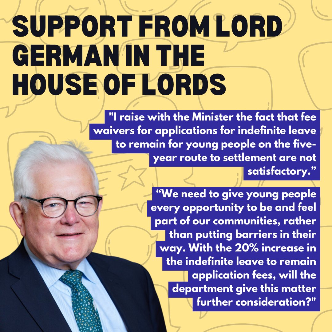 🇬🇧 During a debate on the rising Home Office fees, Lord German championed our mission: 'These young people are not newcomers; they have been accepted as having a right to settlement, and we need to give them every opportunity to be and feel part of our communities.' ✅📢