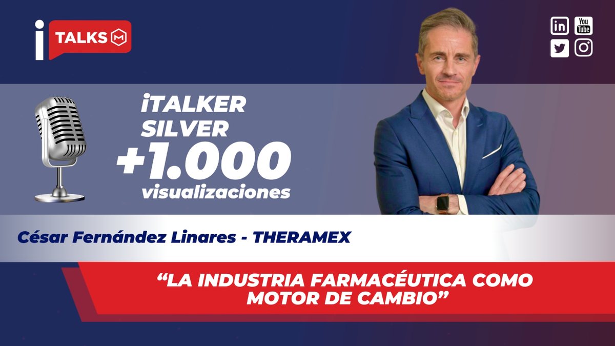 🔴🚀#iTALKS | César Fernández Linares, Sales &amp; Access Director Spain &amp; Portugal de <a href="/Theramex_Spain/">Theramex España</a>, se convierte en #iTALKER #Silver por alcanzar +1,000 views en su 🎙️#iTALKS, “La #industria farmacéutica está más avanzada que otras” <a href="/mujeresenfarma/">Mujeres en Farma</a> ▶️ youtube.com/watch?v=kBAn_L… 🚀