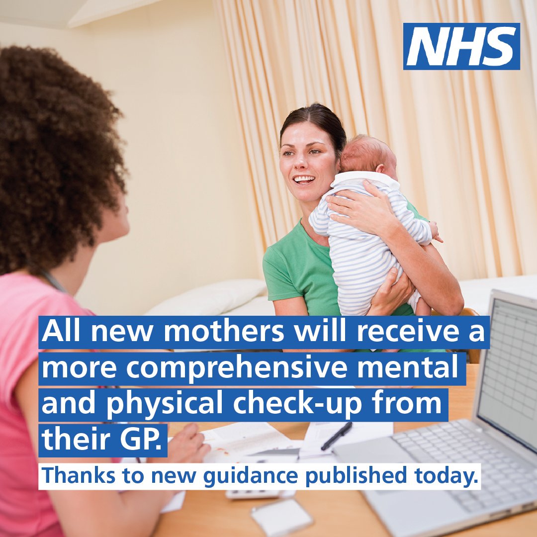 The NHS is boosting health support for new mums, publishing new guidance to provide more comprehensive six to eight-week check-ups after birth. The check-ups cover mental health, physical recovery, infant feeding and family planning. Read more. england.nhs.uk/2023/12/nhs-bo…