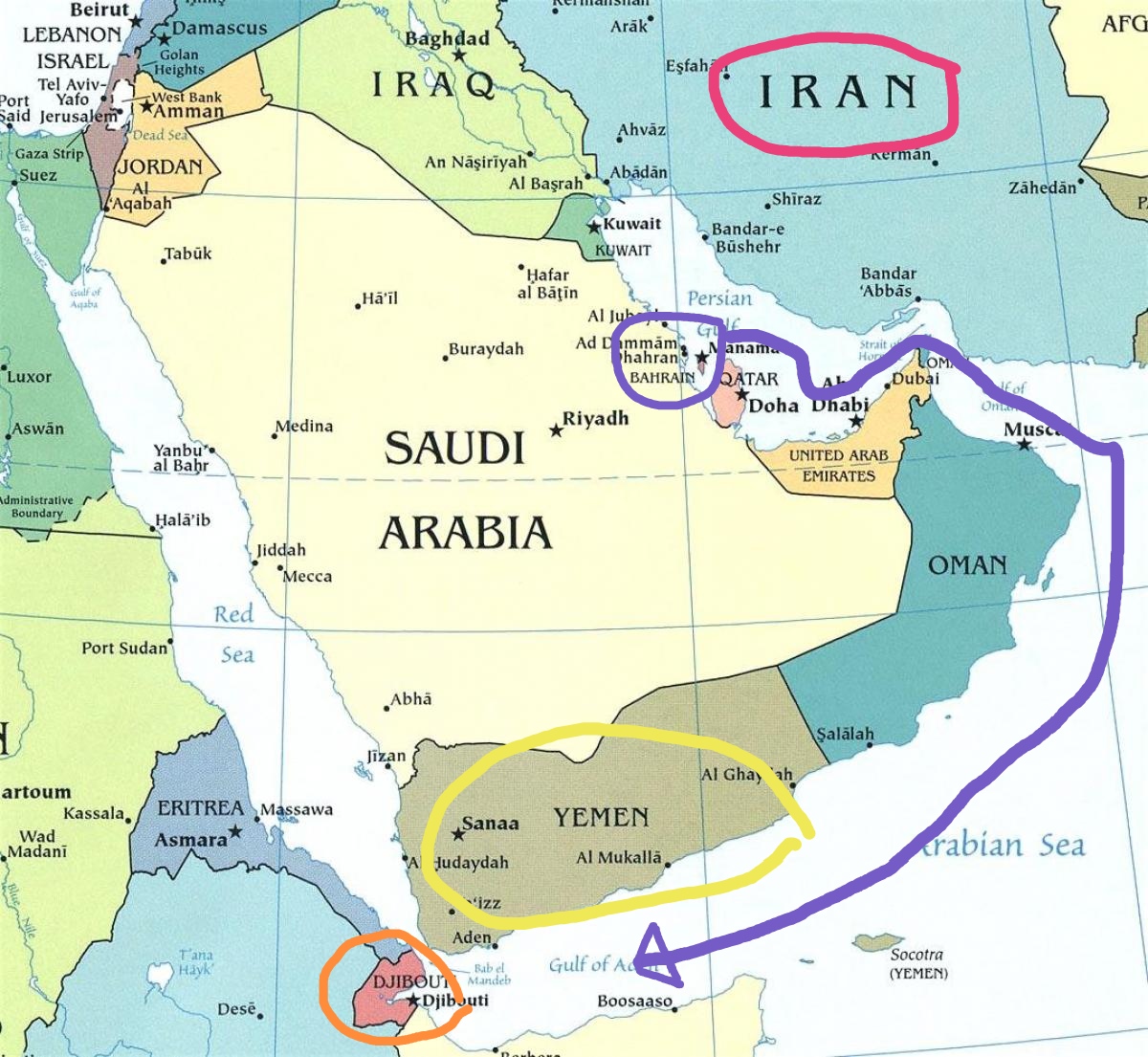 Gli USA fanno coalizione nel Mar Rosso per contrastare lo #Yemen . Sebbene abbiano una base militare lì difronte a Gibuti, il comando lo piazzano in Bahrain, nel Golfo Persico, di fronte a #Iran . Cosa hanno in mente?