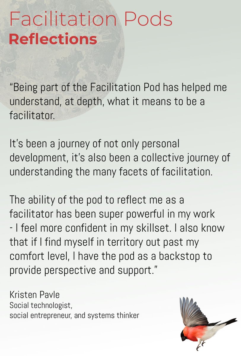 MrsBadgerface's tweet image. It&apos;s impossible to describe the richness of this first season of Facilitation Pods, or come close to touching everything I&apos;ve gained from them.

With a pod theme of &apos;the dynamics and roles playing out in the room&apos;, it&apos;s been fascinating to see how close we&apos;ve stayed to this theme