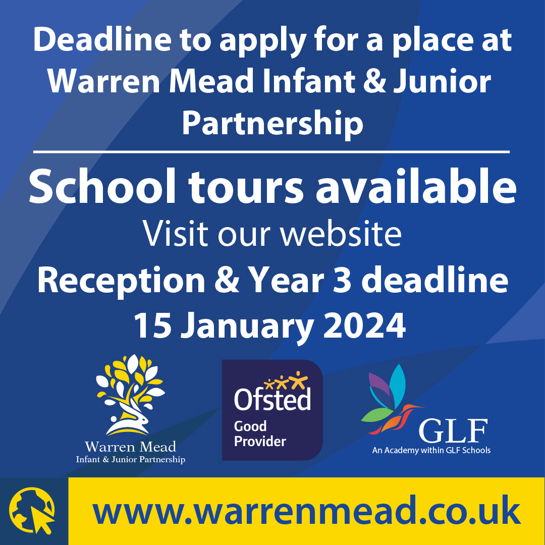 The application deadline of 15th January for Reception and Year 3 places for September 2024 entry is fast approaching. We are holding another school tour on Monday 8th January at 9.30am, please contact the school office to register. We look forward to welcoming you. #glfschools