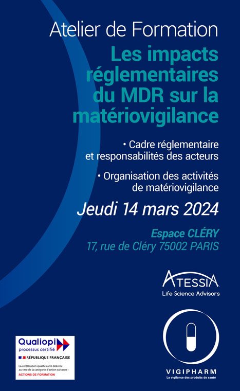 VIGIPHARM (@vigipharm) on Twitter photo Inscrivez-vous sans tarder au 1er atelier de #materiovigilance le 14 mars 2024 à #Paris.
Programme : vigipharm.fr/atelier-de-mat…
Inscrivez-vous à contact@vigipharm.fr
#DPC #formation #qualiopi #dispositifmédical Inscrivez-vous sans tarder au 1er atelier de #materiovigilance le 14 mars 2024 à #Paris.
Programme : vigipharm.fr/atelier-de-mat…
Inscrivez-vous à contact@vigipharm.fr
#DPC #formation #qualiopi #dispositifmédical