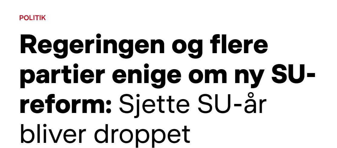 Med den ene hånd nedsætter <a href="/regeringDK/">Regeringen</a> en trivselskommission pga. stigende mistrivsel - med den anden øger den markant presset på unge ved at fjerne et SU-år. Vi er ikke et sekund i tvivl om, at den beslutning vil få alvorlige konsekvenser for trivslen 😒
dr.dk/nyheder/politi…