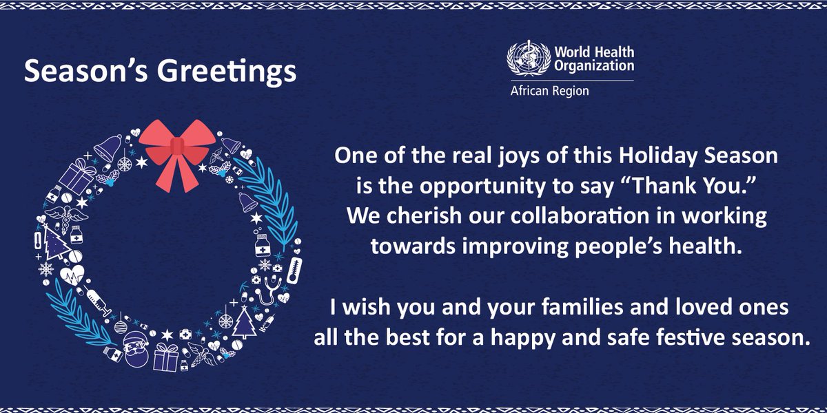 Wishing joy, health, and happiness to everyone celebrating this festive season! 🎄 The @WHOAFRO family and I extend warm wishes for a Merry Christmas filled with love and well-being. Cheers to a wonderful and healthy celebration!