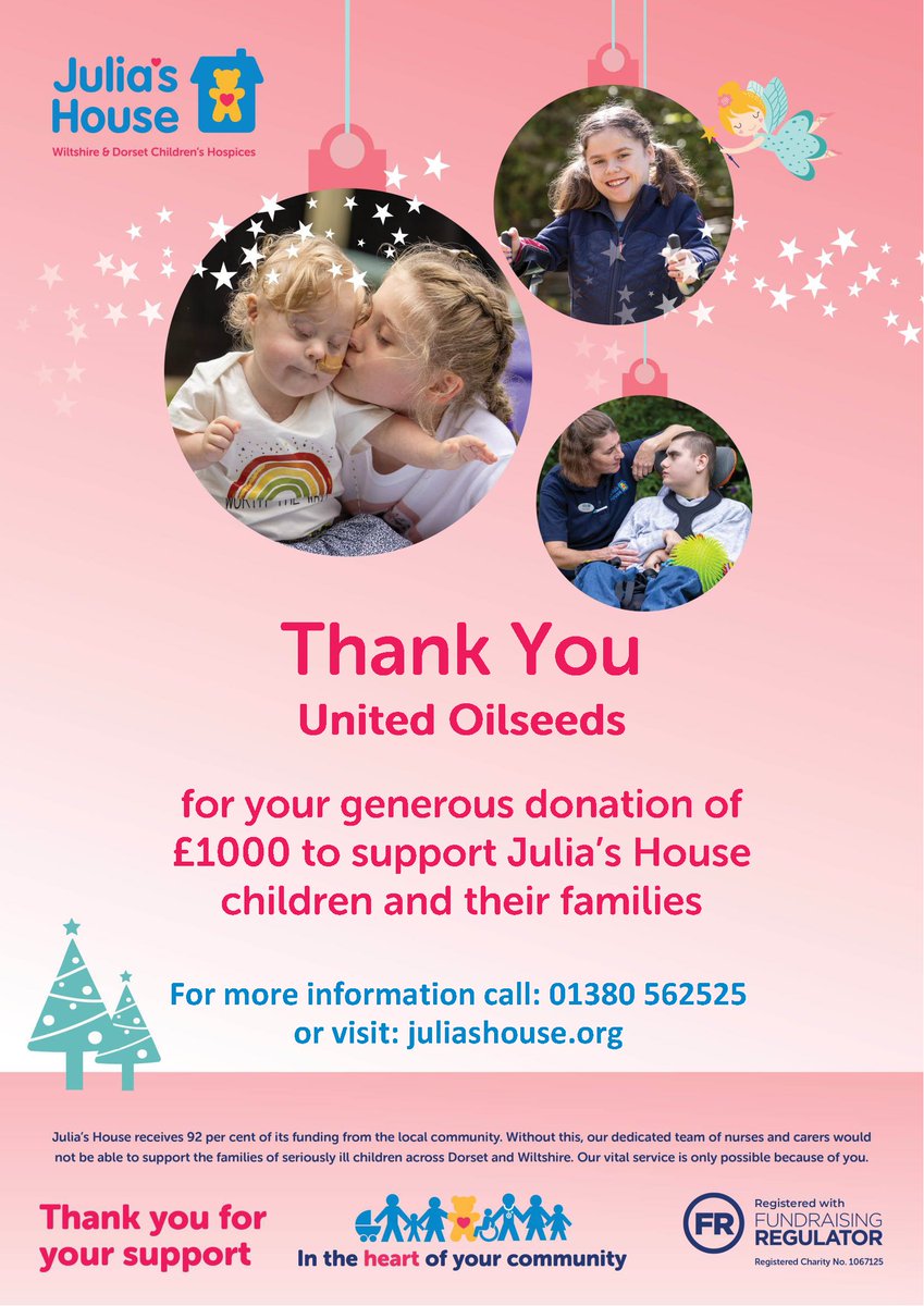 Just received this from <a href="/Julias_House/">Julia's House Children's Hospices</a> one of our fantastic local charities. For many years now we've opted to donate to a local charity rather than send Christmas cards. Lovely to know that this will help families &amp; children over Christmas ❤️❤️