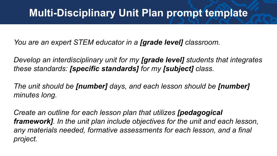 iLearnDSilva's tweet image. Our #IntelligenceAugmentation -&amp;gt; Ts can use our framework -The five &quot;S&quot; Model- to build effective prompts on #chatbot
Prompts templates:
The gen of multi-disciplinary units
The gen of authentic #assessments
The gen of behavior #intervention strategies

@aiforeducation_ #AI #GenAI