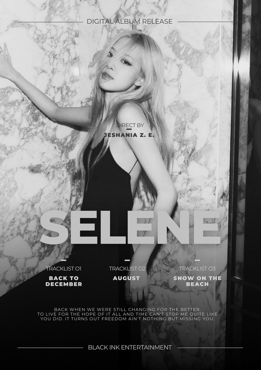 ㅤ

                               - 𝓙 -

              𝐓he 𝐅irst 𝐃igital 𝐀lbum
                       ☾ ‘𝑺͟𝐄͟𝐋͟𝐄͟𝐍͟𝐄͟’ ☽

 𝓢he softly sings symphonies where
      fantasy 𝙛̲𝙖̲𝙡̲𝙡̲𝙨̲ thru’ twilight's veil.

ㅤ