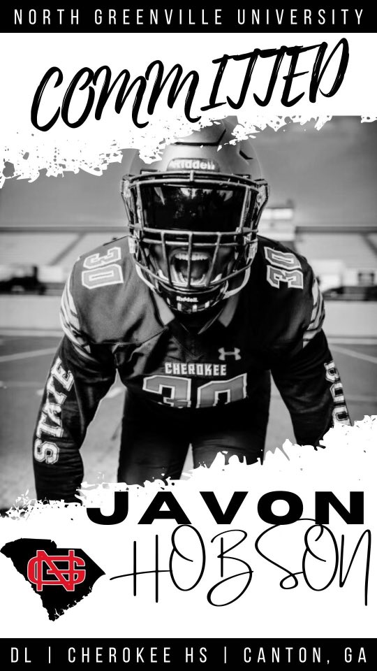 Javon Hobson (@javon1030) on Twitter photo First I want to thank my coaches and parents for my recruiting process. With that being said I would like to announce my commit to <a href="/NGUAthletics_/">North Greenville University Athletics</a> thank you <a href="/jirehwilson3/">Jireh Wilson</a> @ngucrusadersHBC <a href="/CoachKRBJr/">Kevin Burnette Jr.</a> <a href="/coachshakbryant/">Coach Shak</a> <a href="/CherokeeWrestle/">Cherokee Wrestling</a> <a href="/CoachHarvey08/">Davis Harvey</a> <a href="/HSFBCherokee/">Cherokee County Football Recruiting Page</a> First I want to thank my coaches and parents for my recruiting process. With that being said I would like to announce my commit to <a href="/NGUAthletics_/">North Greenville University Athletics</a> thank you <a href="/jirehwilson3/">Jireh Wilson</a> @ngucrusadersHBC <a href="/CoachKRBJr/">Kevin Burnette Jr.</a> <a href="/coachshakbryant/">Coach Shak</a> <a href="/CherokeeWrestle/">Cherokee Wrestling</a> <a href="/CoachHarvey08/">Davis Harvey</a> <a href="/HSFBCherokee/">Cherokee County Football Recruiting Page</a>