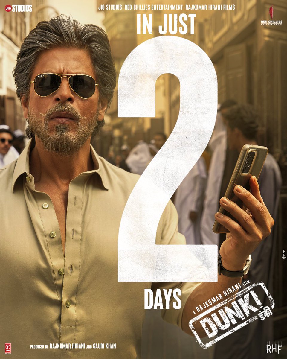 iamsrk's tweet image. Maine toh ji saare yaaron ko call karke keh diya...
Dosti, pyaar aur entertainment ki kahani ke liye taiyaar rehna..
Ab bas 2 din guzarne ka hai intezaar,
Fir hum milenge theatres mein with your full parivaar!

Just 2 days to go for #Dunki...

Advance bookings are now open so…