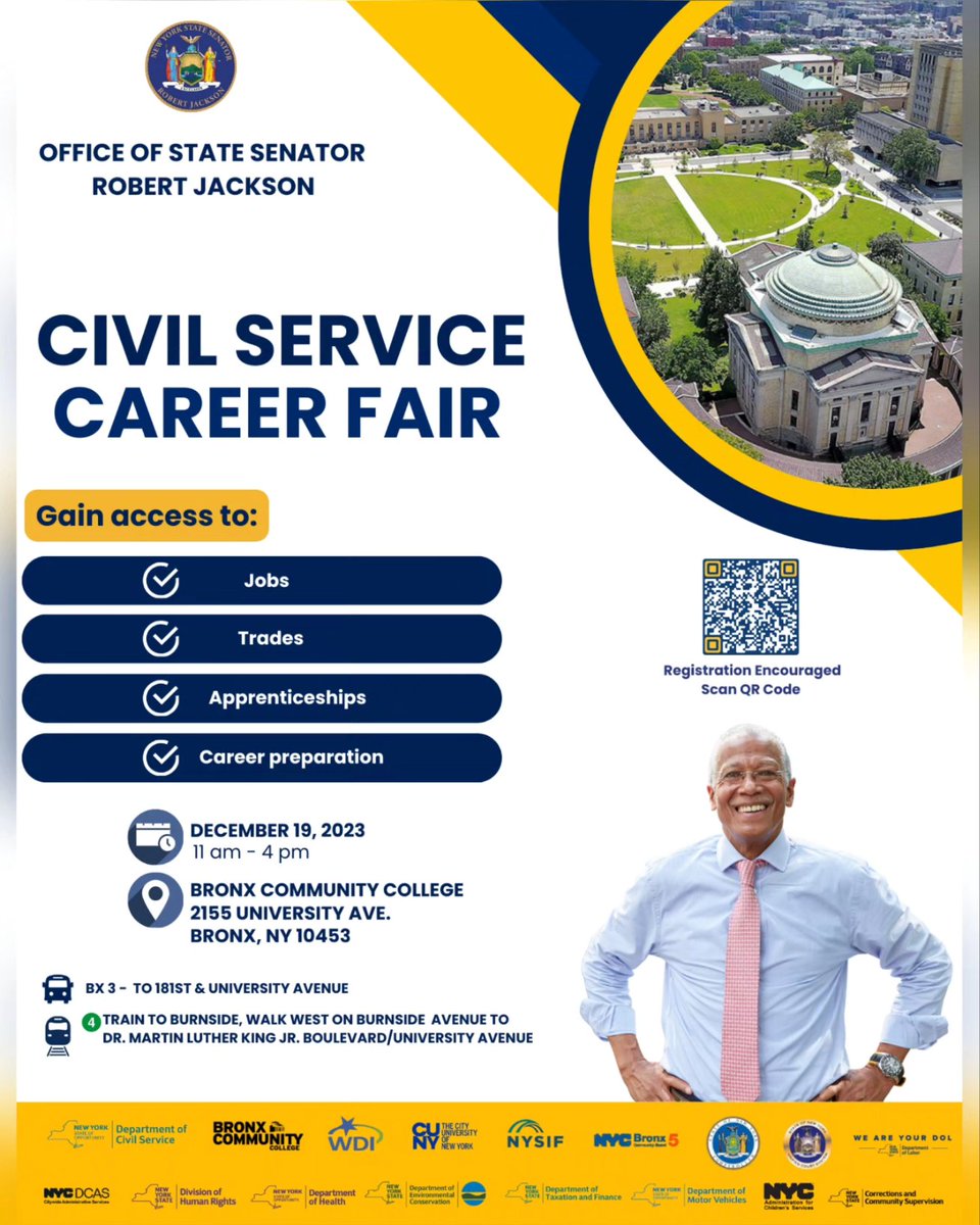 Join us TODAY for the District 31 Civil Service Career Fair!

🕒 11 am - 4 pm
📍 Bronx Community College, 2155 University Ave, Bronx, NY 10453

Explore civil service opportunities, exam schedules, apprenticeships, &amp; more. Don't miss out, see you there!