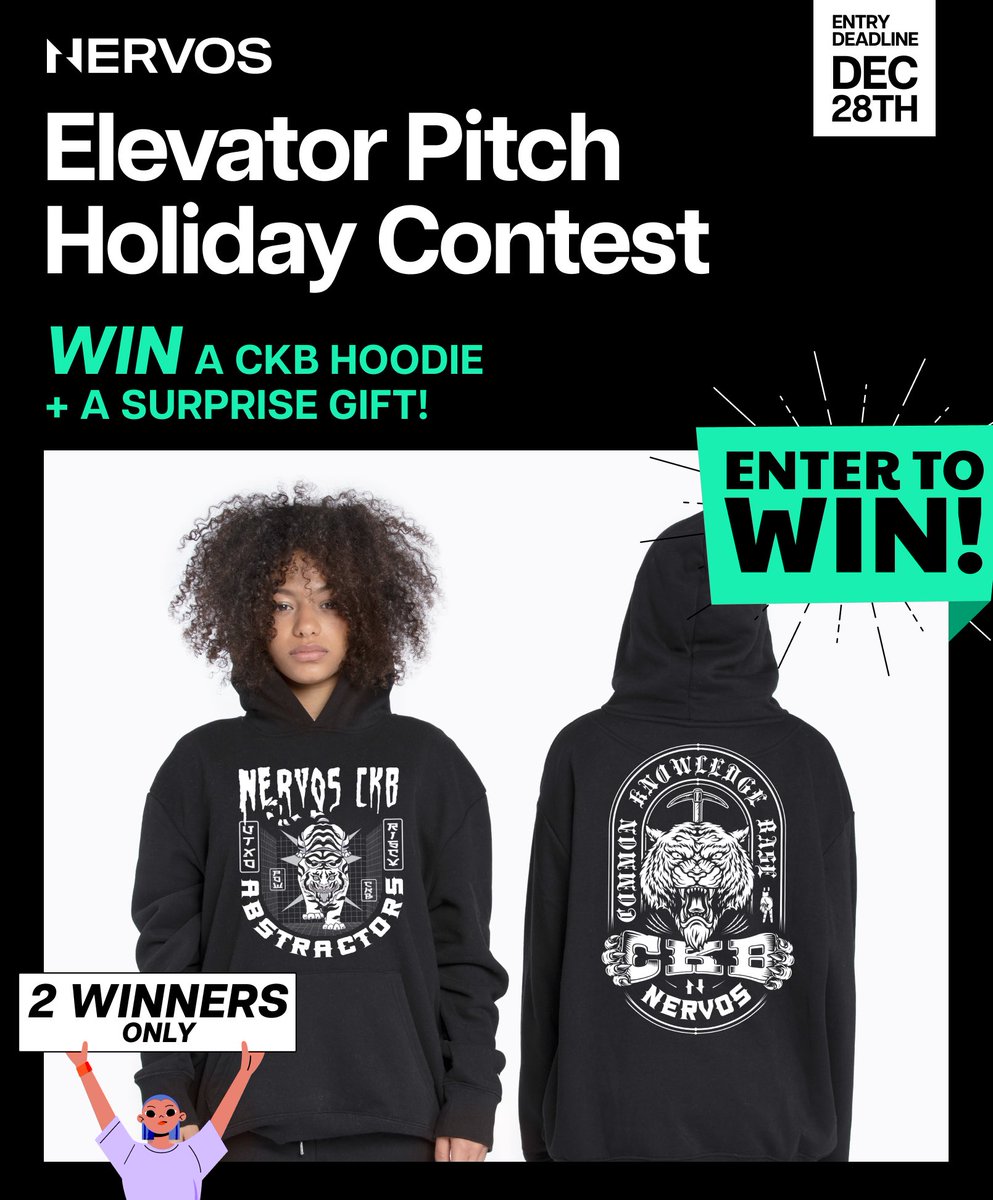 🚨 Elevator Pitch Holiday Contest Alert! 🚨🎄🎁

#CKB fam, it’s your time to shine! ✨ We want you to put your creativity to the test and craft an engaging elevator pitch explaining #Nervos! 

Enter for a chance to win exclusive, uber-cool CKB-designed hoodies! 

🏆 2 winners
