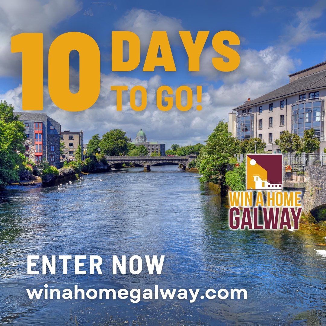 1️⃣0️⃣DAYS TO GO On the 29th of December our draw will take place and one lucky ticket holder will be picked as the winner of a stunning new apartment in Salthill, Co. Galway 🤩 Buy a ticket and 𝙞𝙩 𝙘𝙤𝙪𝙡𝙙 𝙗𝙚 𝙔𝙊𝙐 🎫➡ winahomegalway.com