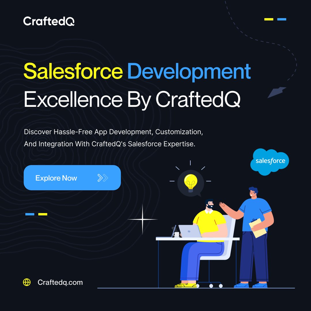 🚀 Elevate your business with CraftedQ's #Salesforce Development Excellence! Our expertise ensures hassle-free app development, customization, and integration. Discover the innovation. #CraftedQ #DevelopmentExcellence

We are here to redefine Salesforce Development. #Innovation🌐