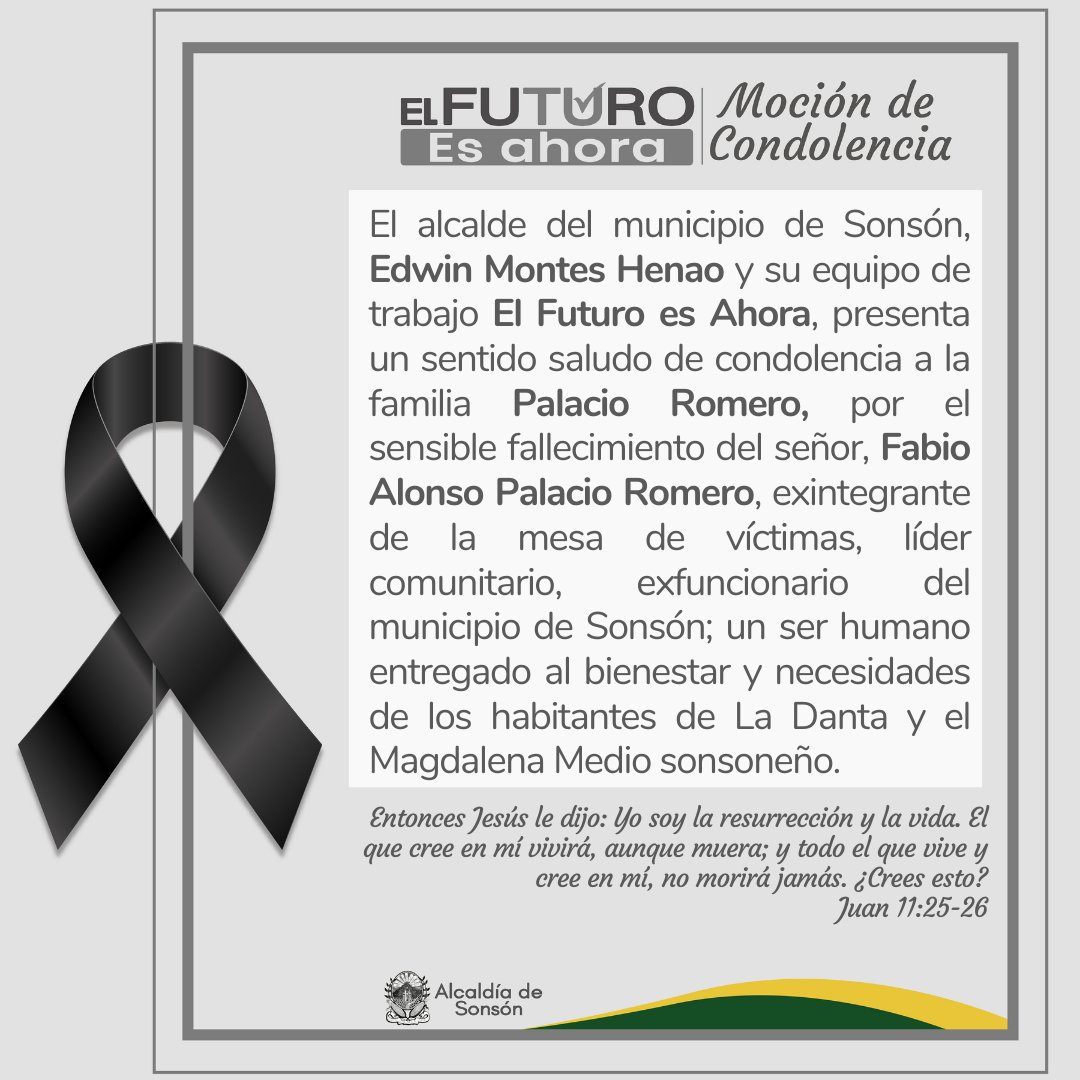 🙏Al acompañar de corazón a la familia Palacio Romero en tan difíciles momentos, les ofrecemos oraciones al Todopoderoso pidiendo les conceda fortaleza para aceptar y comprender sus designios. Q.E.P.D.