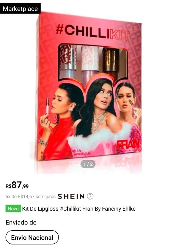 BugsPromo's tweet photo. #Shein | Kit De Lipgloss #Chillikit Fran By Fanciny Ehlke
🔥 R$ 87,99
🛒 https://t.co/BFgVFt9vS5
🇧🇷 Envio nacional, SEM risco de taxas! https://t.co/AEBm5DNiRw