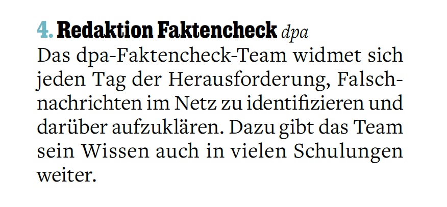 Veronika Völlinger @vvoellin.bsky.social (@vvoellin) on Twitter photo Große Freude, das <a href="/mediummagazin/">medium magazin</a> hat mein Team <a href="/dpa/">dpa</a>-Faktencheck mit Platz 4 der Journalist:innen des Jahres, Kategorie Team, ausgezeichnet! #JdJ2023
Herzlichen Glückwunsch auch an <a href="/correctiv_fakt/">CORRECTIV.Faktencheck</a> auf Platz 3🥉- beste Gesellschaft im Einsatz gegen Desinformation! Große Freude, das <a href="/mediummagazin/">medium magazin</a> hat mein Team <a href="/dpa/">dpa</a>-Faktencheck mit Platz 4 der Journalist:innen des Jahres, Kategorie Team, ausgezeichnet! #JdJ2023
Herzlichen Glückwunsch auch an <a href="/correctiv_fakt/">CORRECTIV.Faktencheck</a> auf Platz 3🥉- beste Gesellschaft im Einsatz gegen Desinformation!