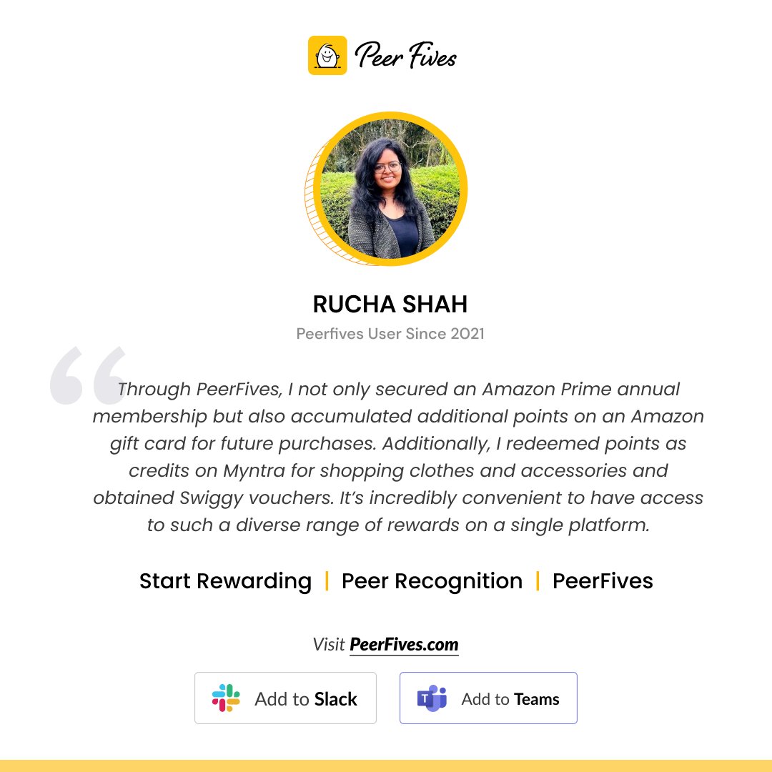 Dive into the world of recognition and rewards with PeerFives, just like Rucha! Her enthusiasm and redemption of points showcase the true essence of PeerFives. Start your journey today with a FREE 30-day trial! Visit Now: Peerfives.com #teambuilding #recognition