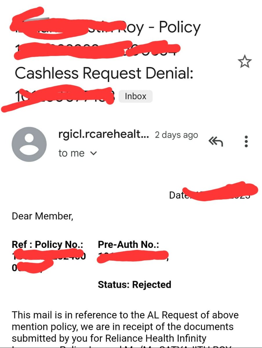 Disappointed with @RelianceGenIn 🖕🖕 handling of claims. Experienced what seems like unethical practices. Transparency and fair treatment matter in healthcare. Hoping for a swift resolution and improvements in your processes for the well-being of your clients. #HealthcareEthics