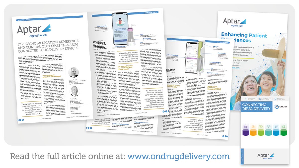 Read #AptarDigitalHealth's latest article entitled 'Improving MedicationAdherence & Clinical Outcomes Through Connected Drug Delivery Devices,' by Joachim Koerner and Marcus Bates. 

ow.ly/axfz50Qk57f

#AptarPharma #DigitalHealth #ConnectedDrugDelivery #MedicationAdherence