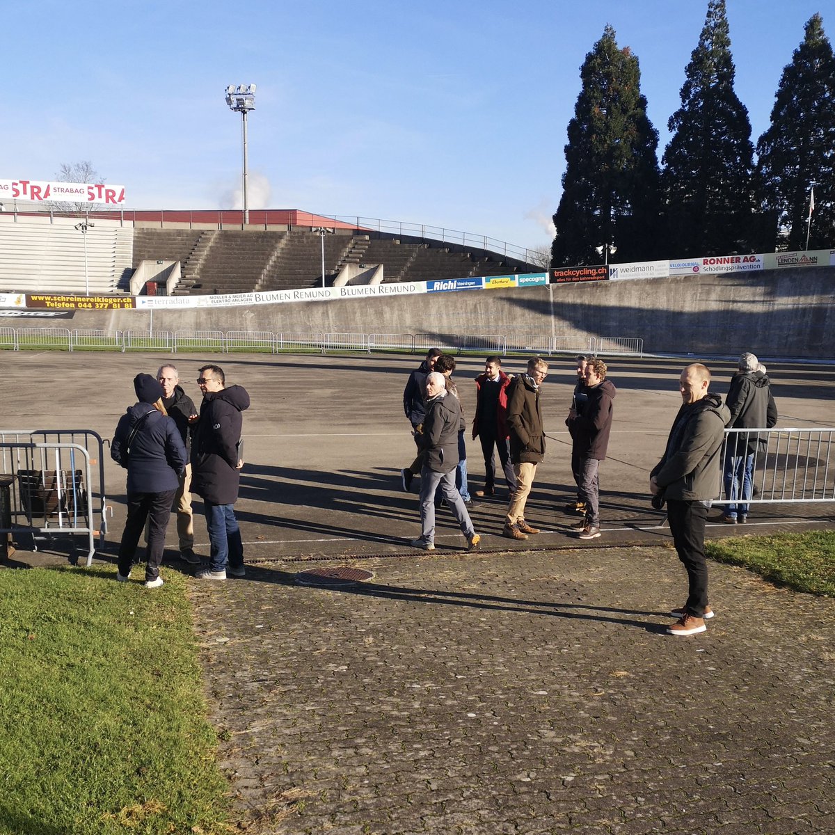 Another step towards #zurich2024: Site visit with colleagues from the UCI, EBU, SRF & Swiss Timing on the subject of television broadcasts. Here on the Offene Rennbahn Oerlikon, where the men's elite will start to their individual time trials on 22 September 2024. #TogetherWeRide