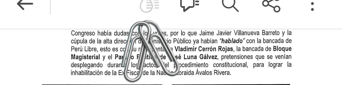 Según declaraciones y chats de Jaime Villanueva, exasesor de Patricia Benavides, coordinaron con el hoy prófugo Vladimir Cerrón, el apoyo para inhabilitar de la exFN, Zoraida Avalos. Según documento judicial, también lo hicieron con José Luna.